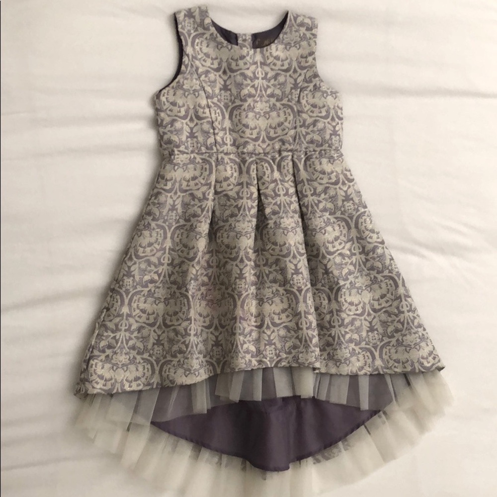 Blue & Silver Girls Dress (Jacquard print)